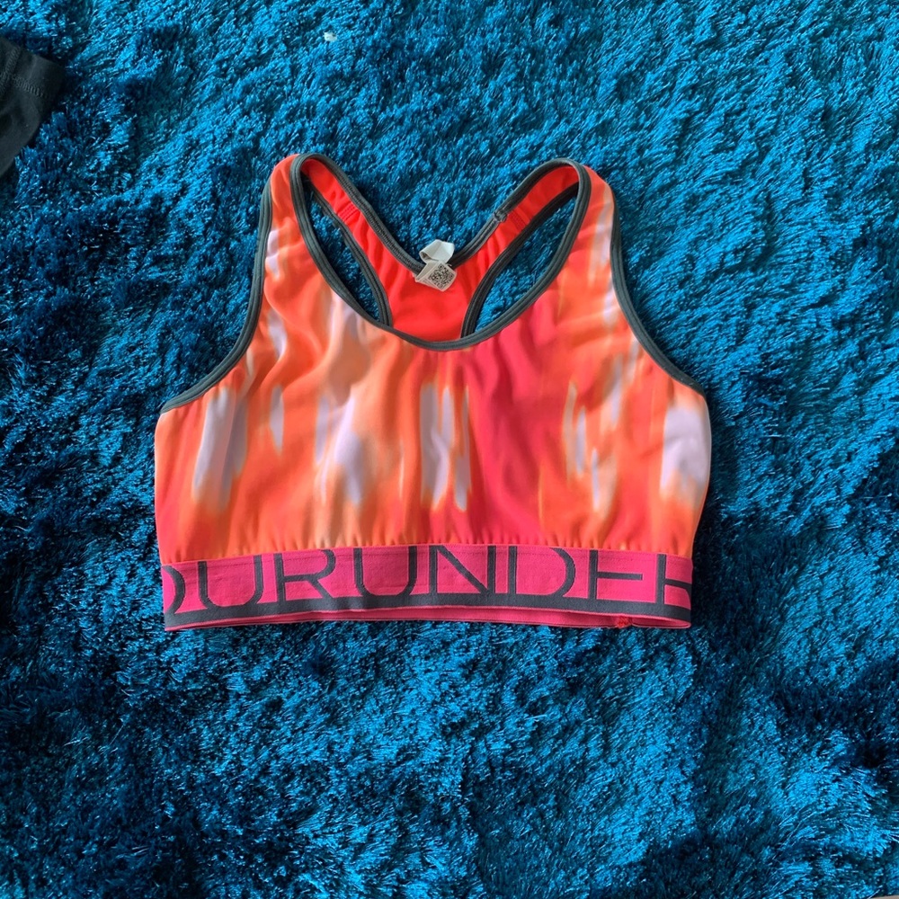 Orange under armour sports bra